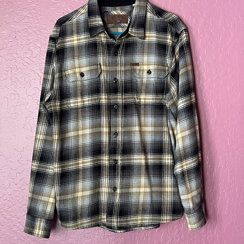 Orvis Black and Tan Plaid Shirt